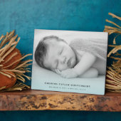 クラシックシンプル新生児青グラデーション写真イーゼル フォトプラーク (側面)