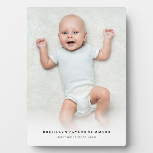 クラシックシンプル白のグラデーション新生児フォトイーゼル フォトプラーク (正面)