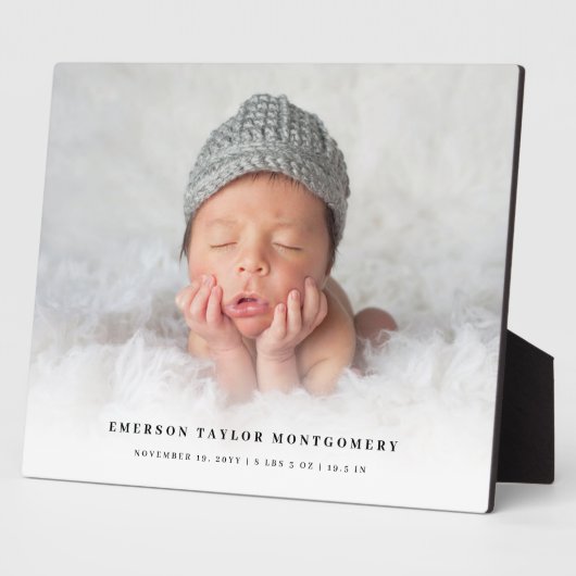 クラシックシンプル白グラデーション新生児フォトイーゼル フォトプラーク (側面)