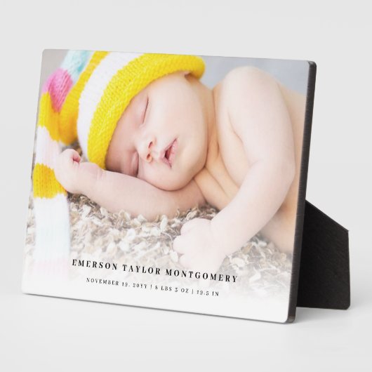 クラシックシンプル白グラデーション新生児フォトイーゼル フォトプラーク (側面)