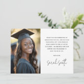 クラシックシンプル白写真卒業 サンキューカード (スタンド正面)