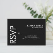 クラシックシンプル白黒結婚s 出欠カード (スタンド正面)