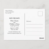 クラシックシンプル白&黒の結婚式の日付を保存 ポストカード (裏面)