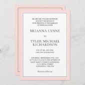クラシックシンプル赤面エレガントピンクエッジズ結婚ス 招待状 (正面/裏面)