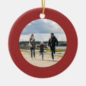 クラシックシンプル赤鼻骨パーソナライズされた写真 セラミックオーナメント (正面)