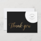 クラシックシンプル金ゴールドブラックお客様のロゴはこちら サンキューカード (正面)