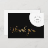 クラシックシンプル金ゴールドブラックお客様のロゴはこちら サンキューカード (正面/裏面)