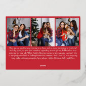 クラシックシンプル金ゴールド赤9写真メリークリスマス 箔シーズンカード (裏面)