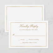 クラシックシンプル金ゴールドRSVP 出欠カード (正面/裏面)