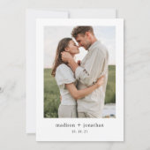 クラシックシンプル1フォトウェディング日付を保存 招待状 (裏面)