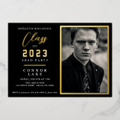 クラシックシンプル4光水平グラッドパーティー 箔招待状 (正面)