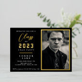 クラシックシンプル4光水平グラッドパーティー 箔招待状 (立ち正面)