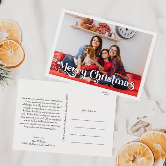 クラシックシンプル・メリー・クリスマス年レビュー シーズンポストカード