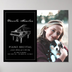 クラシックシンプルBlack Piano Recitalフォトポスター ポスター
