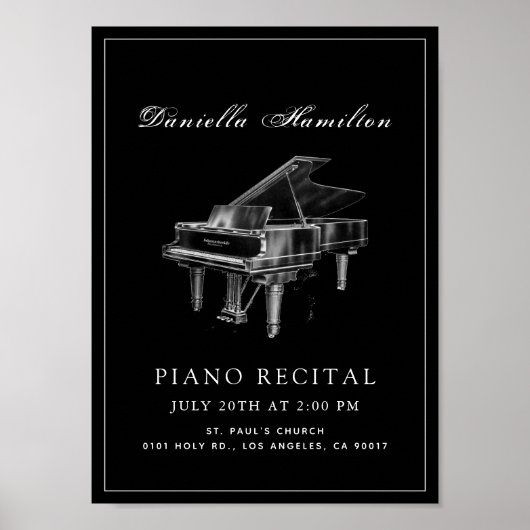 クラシックシンプルBlack Piano Recital ポスター (正面)