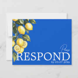 💙🍋クラシックシンプルQRアズール&レモンロマンス 出欠カード