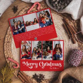 クラシックシンプルRed Merry Christmas Seven Photo シーズンカード