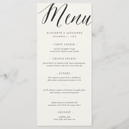 クラシックシンプルScript幾何学的ギリシャ鍵結婚ズ メニュー (正面)