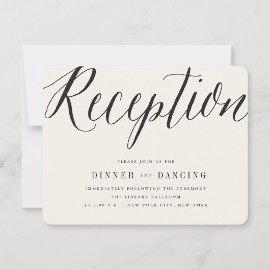クラシックシンプルScript モダン Wedding Reception 招待状 (正面)