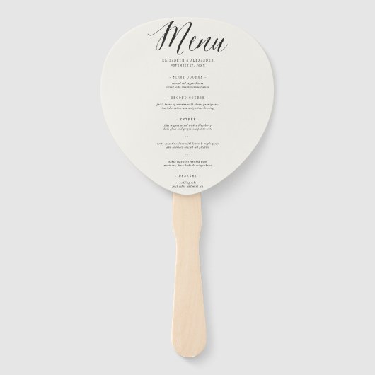 クラシックシンプルScript Geometricの結婚メニュー扇風機 ハンドファン (正面)