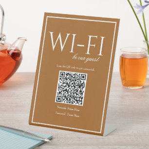 クラシックシンプルSienna Wi-Fi QRコードテーブル記号 台座サイン