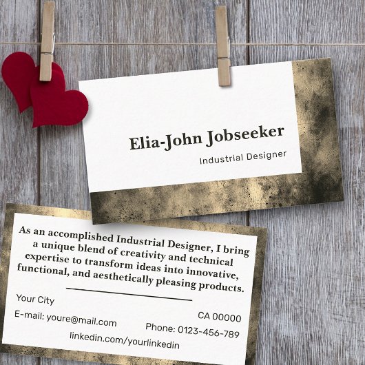 クラシックシーカーシンプルミニマル金ゴールドストーン 名刺