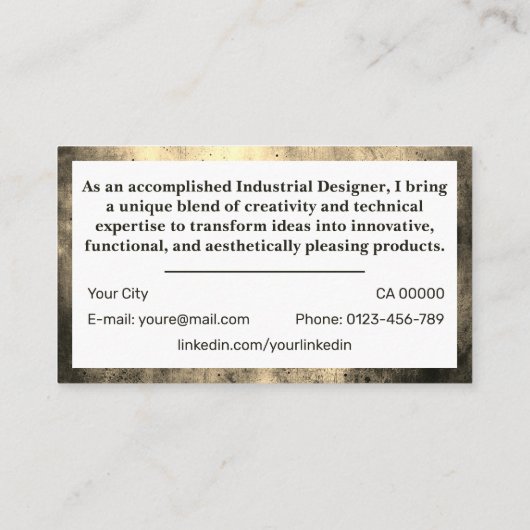 クラシックシーカーシンプルミニマル金ゴールドストーン 名刺 (裏面)