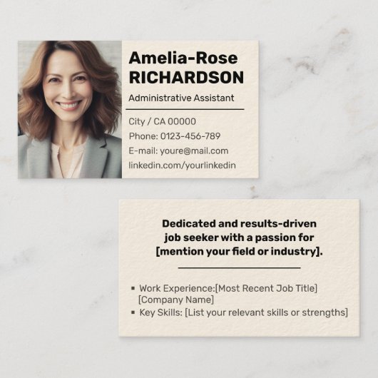 クラシックシーカープレーンミニマルクリームタンクラシック 名刺 (正面/裏面)