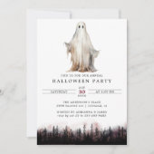 クラシックシート幽霊 |ウッズ不気味ハローウィンパーティ 招待状 (正面)