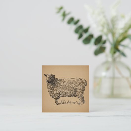 クラシックシープアートイラストレーションアンティークファーム動物 エンクロージャーカード (スタンド正面)