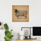 クラシックシープアートイラストレーションアンティークファーム動物 ポスター (ホームオフィス)