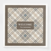 クラシックジオメトリックナプキンス名前をカスタムするブラウングレー (正面)