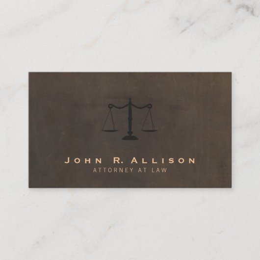 クラシックジャスティススケールブラウンレザールック弁護士 名刺 (正面)