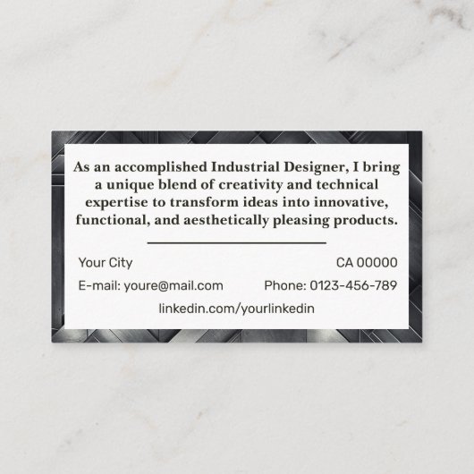 クラシックジョブシーカーシンプルミニマリストグレー鋼 名刺 (裏面)