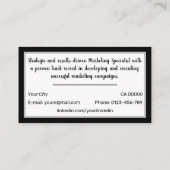 クラシックジョブシーカーブラックフレームシンプルミニマリスト 名刺 (裏面)