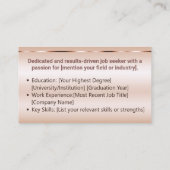 クラシックジョブシーカーミニマルグラデーションエレガントバラ金ゴールド 名刺 (裏面)