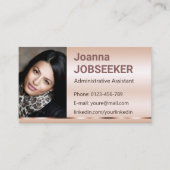 クラシックジョブシーカーミニマルグラデーションエレガントバラ金ゴールド 名刺 (正面)