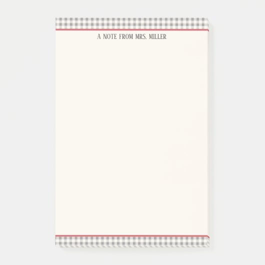 クラシックジンガムパーソナライズされた先生 ポストイット (正面)