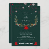 クラシックジンルベルフローラホリデークリスマスパーティー シーズンカード (正面/裏面)