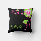 クラシックスカルハロウィーンブラック&ピンク クッション (裏面)