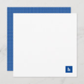 クラシックスクウェアモノグラムパーソナライズされたネイビーブルー ノートカード (正面/裏面)