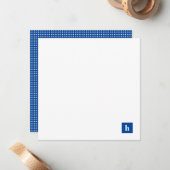 クラシックスクウェアモノグラムパーソナライズされたネイビーブルー ノートカード (正面/裏面インサイチュ)