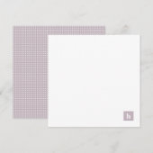 クラシックスクエアモノグラムパーソナライズされたパステルパープル ノートカード (正面/裏面)