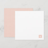クラシックスクエアモノグラムパーソナライズされたパステルピーチ ノートカード (正面/裏面)