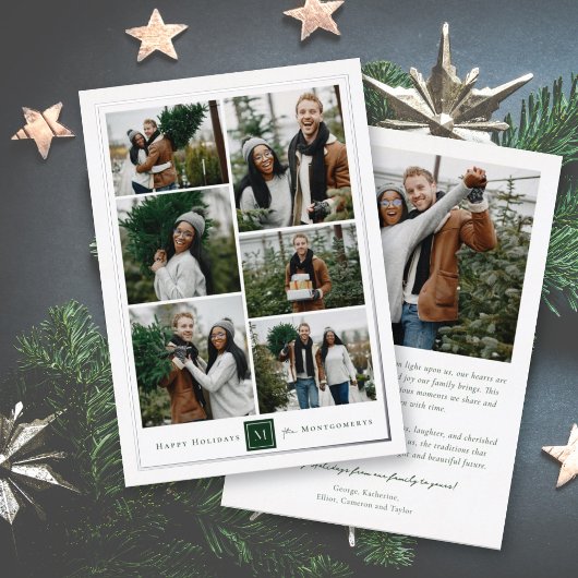 クラシックスクエアモノグラムミニマル6フォトコラージュ 箔シーズンカード