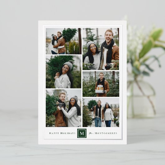 クラシックスクエアモノグラムミニマル6フォトコラージュ 箔シーズンカード (立ち正面)