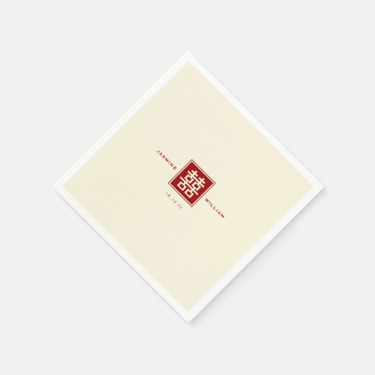 クラシックスクエア二重中国の幸福結婚ズ スタンダードカクテルナプキン (角)