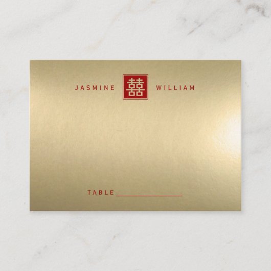 クラシックスクエア二重中国の幸福結婚ズ プレイスカード (正面)