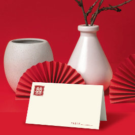 クラシックスクエア二重中国の幸福結婚ズ プレイスカード