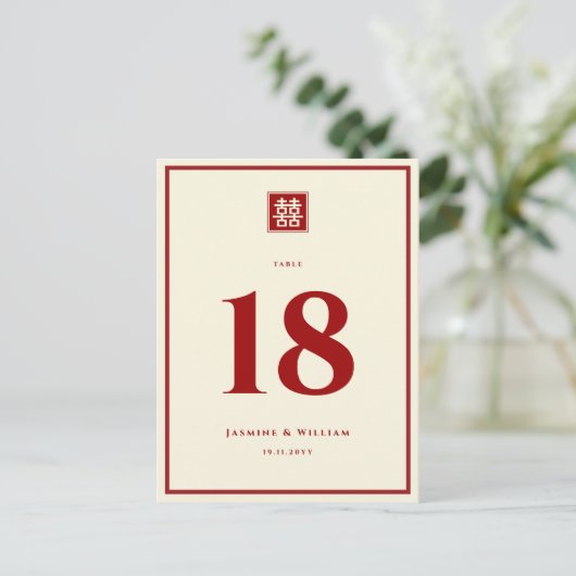 クラシックスクエア二重中国の幸福結婚ズ ポストカード (スタンド正面)